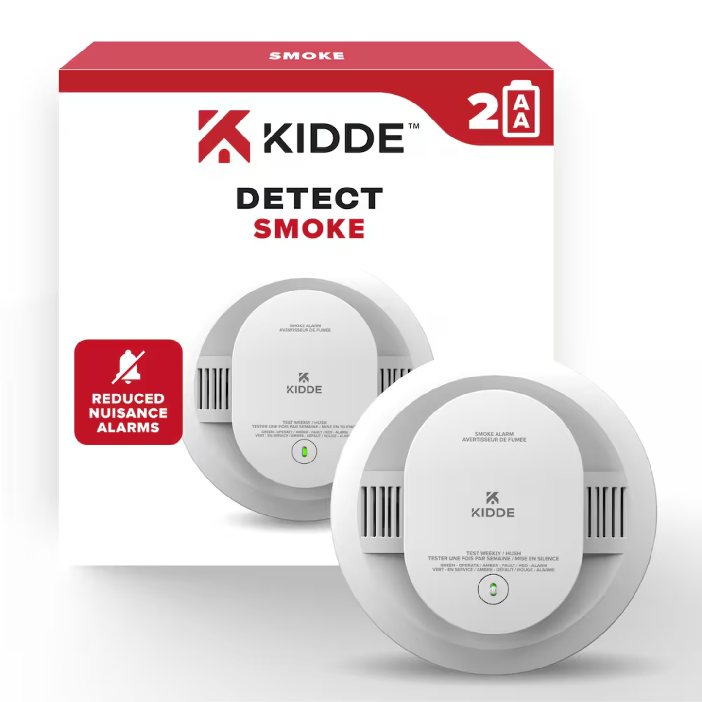 Détecteur de fumée compact Kidde, alimenté par piles AA