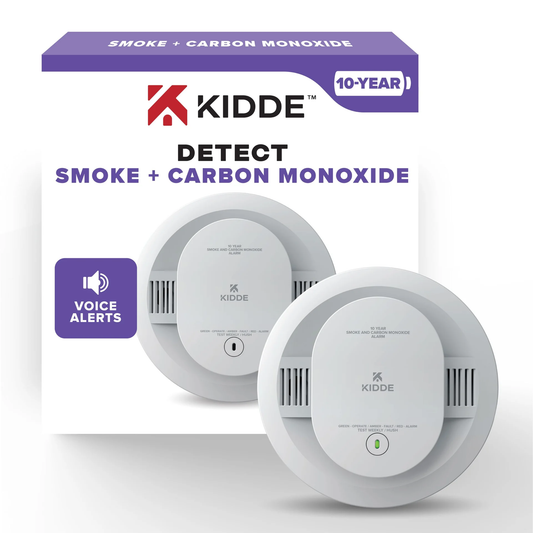 Kidde Combo Smoke + CO Alarm, 10-Year Battery Powered with Voice Alerts