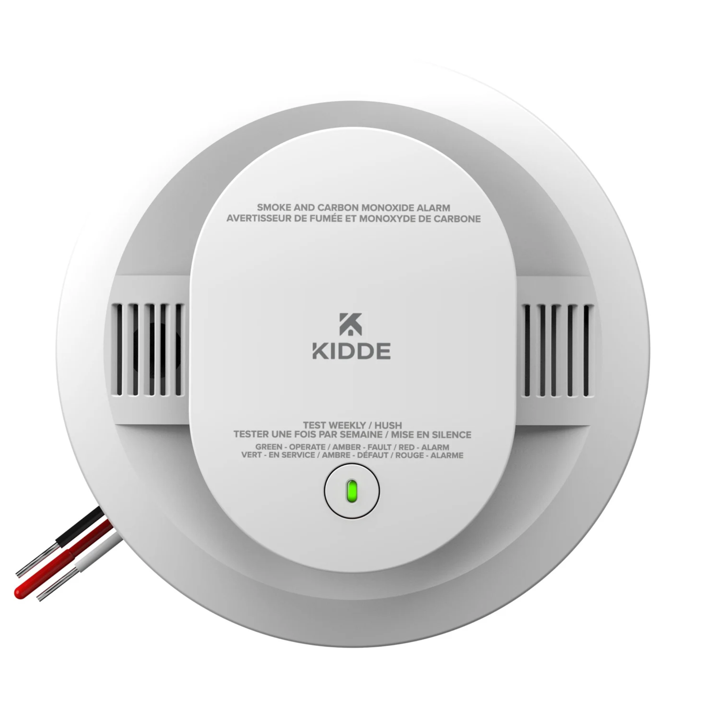 Détecteur de fumée et de monoxyde de carbone combiné Kidde, câblé avec pile de secours AA et alertes vocales