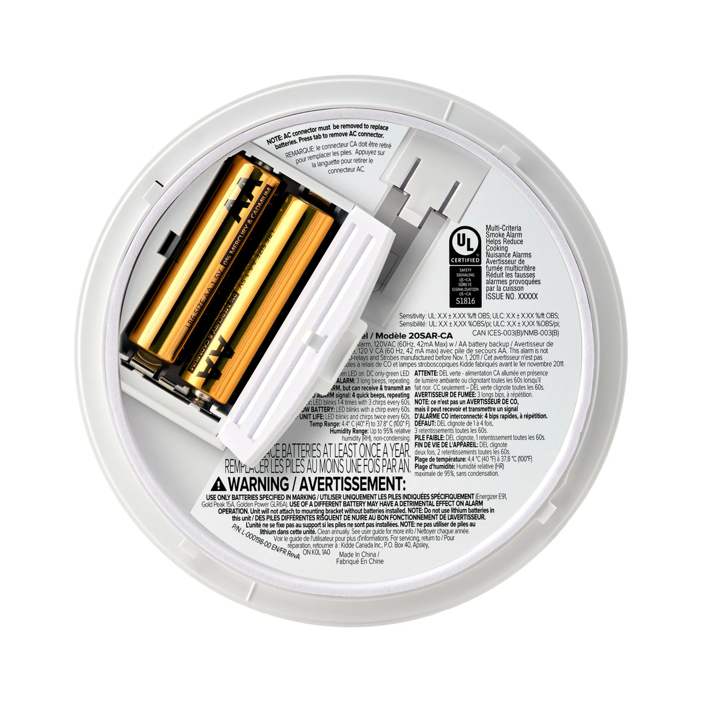 Kidde Smoke Alarm, Hardwired with AA Backup Battery