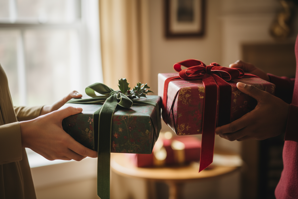 hands giving gifts